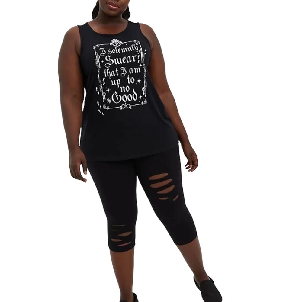 Torrid Black Pedal Pusher Premium Leggings Destructed Distressed Size 2X